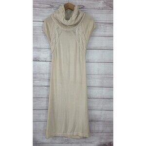 Banana Republic Cabled Short Sleeve SweaterDress in Ivory SMALL Merino Wool